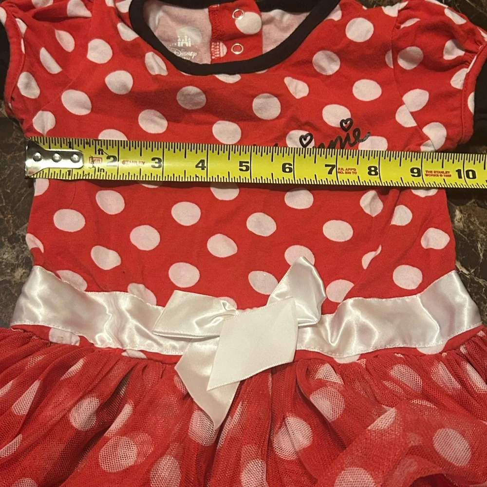 Disney Long sleeve Red Polka Dot Kids Minnie Mouse Dress - size 24 months - Picture 4 of 8